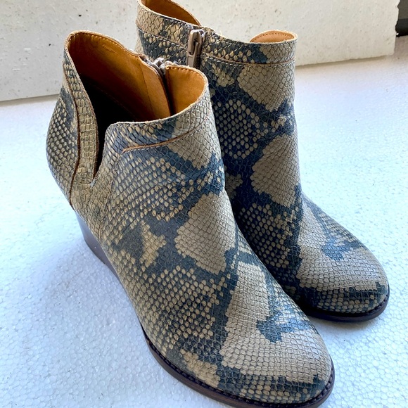 Lucky Brand Basel Double Zip Bootie in Chinchilla Slither Colorway Size 7M - Picture 1 of 16